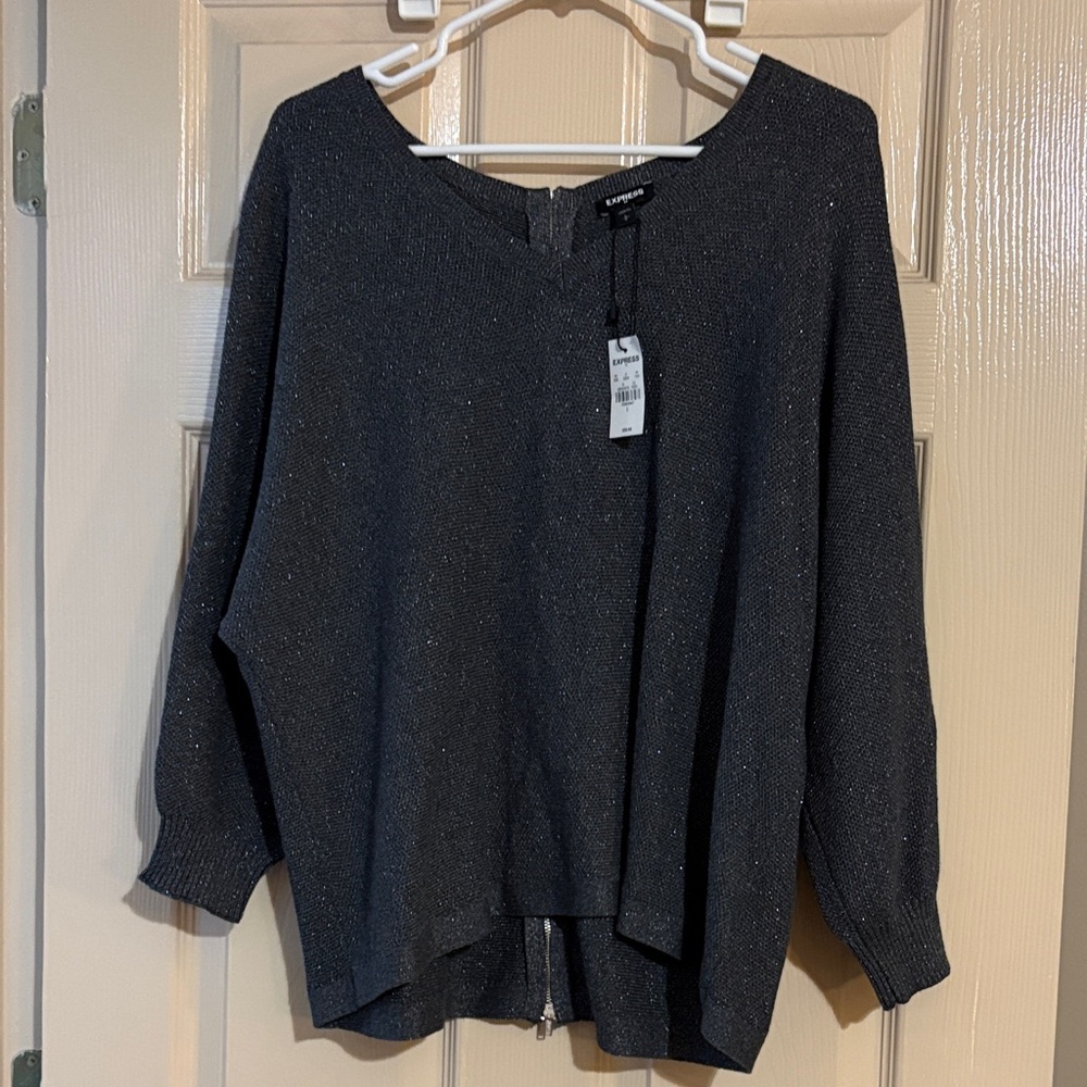 Express grey sparkle sweater NWT women’s size large.